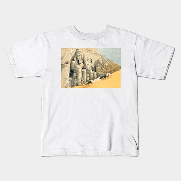 Great Temple of Ramesses II, Abu-Simbel, Egypt 1846 Louis Haghe Kids T-Shirt by rocketshipretro